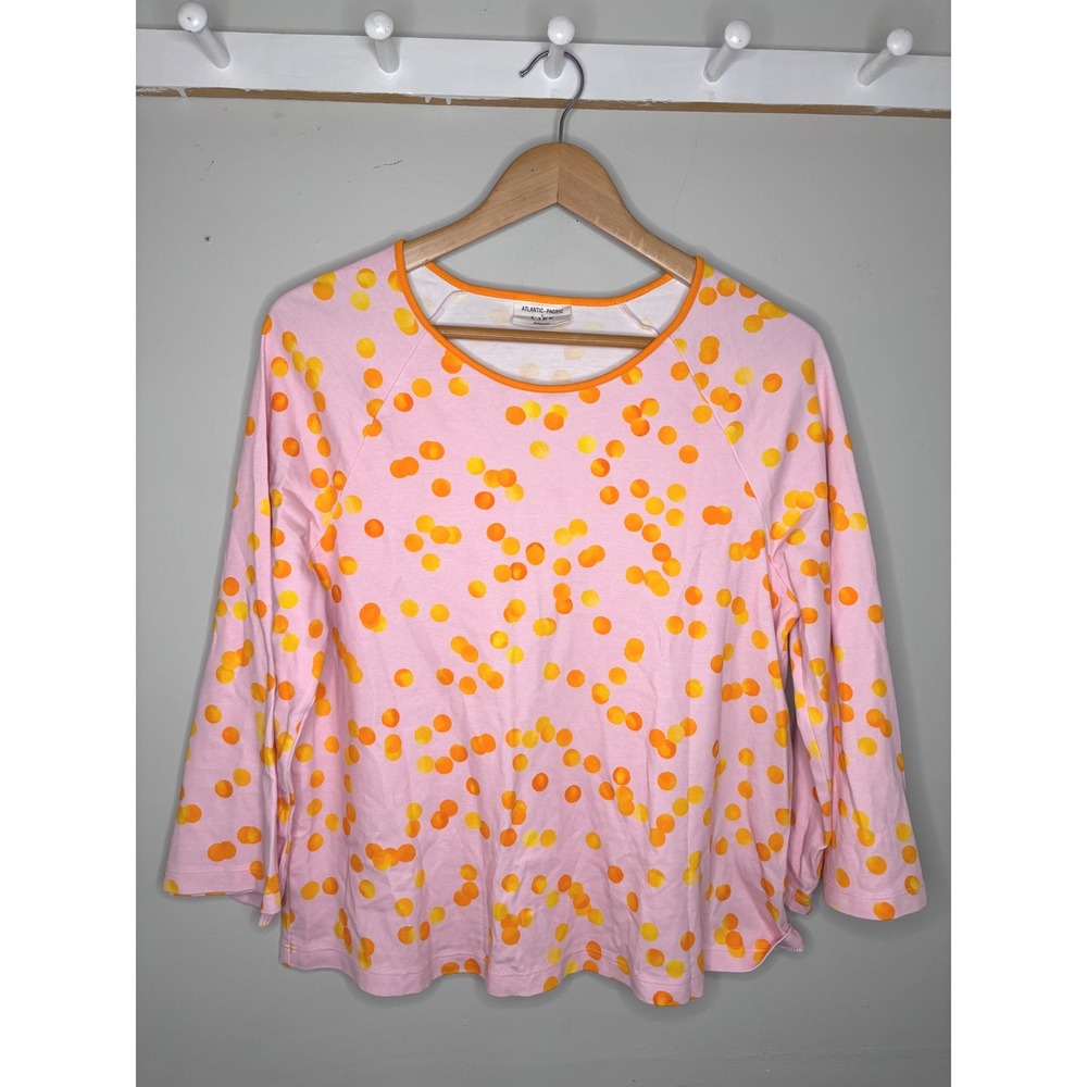 Atlantic Pacific x Lake Pajamas Top Pink Orange Polka Dot Pima Cotton M